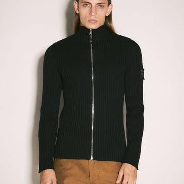 Prada Men Ribbed Wool Zip-Up Cardigan