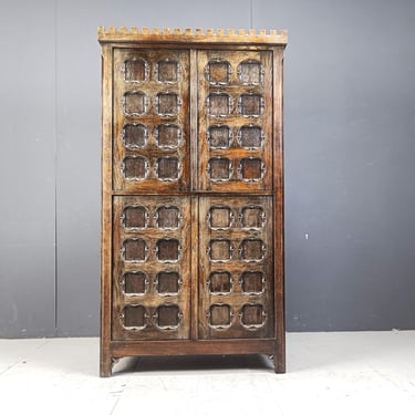 Rustic spanish cabinet, 1960s - oak bar cabinet - vintage brutalist cabinet - brutalist design 