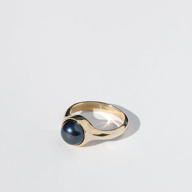 Tiro Tiro Colina Ring with Black Pearl - Brass/Silver on Garmentory