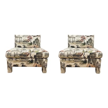 Hooker Asian Modern Custom Margot Slipper Chairs Pair
