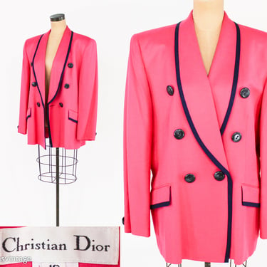 1990s Christian Dior Jacket | 90s Hot Pink Fuchsia Blazer Jacket 