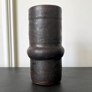 Ceramic Geometrical Vase with Black Metallic Glaze Beatrice Wood