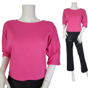 Contempo Casuals 1980's Pink Ribbed Cropped Tee Shirt I T Shirt I Sz Sm I NWT 