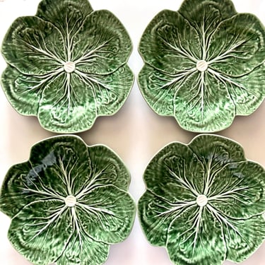 Cabbageware Green Majolica/ Bordallo Pinheiro/Set of 4 Dinner Plates 