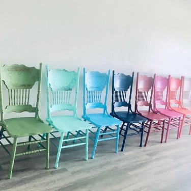 Vintage Shabby Chic Dining Chairs Set of 6 Custom Colors Available 