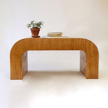 Curve Coffee Table , Crescent Shape , Modern Low Table , Half Moon Table , Living Room Extra Storage- Golden Oak 