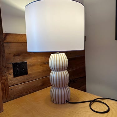 Lamp - Cream and Beige Striped 