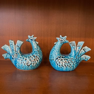 Mid-Century Modern Art Pottery Rooster Figures