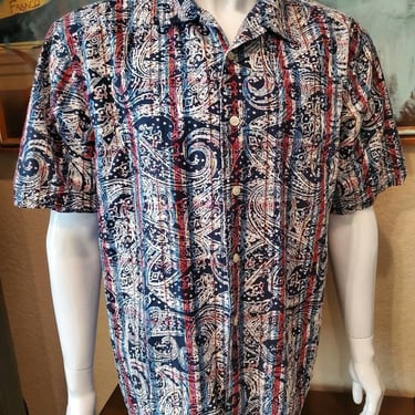 Vintage Men's shirt, Mens Shirt by Roundtree and York, 80s Men's Shirt, Vintage Button Down Shirt, Vintage Patterned Shirt 
