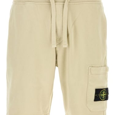 Stone Island Man Cream Cotton Bermuda Shorts