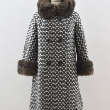 Vintage 50's Patterned Fur Trim Coat