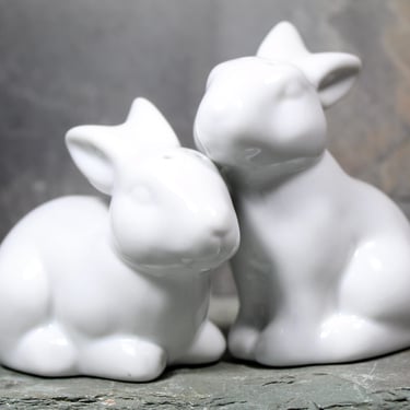 Bunny Salt & Pepper Shakers | Pair of Bunnies Salt and Pepper Shakers | White Ceramic | Dishwasher Safe 