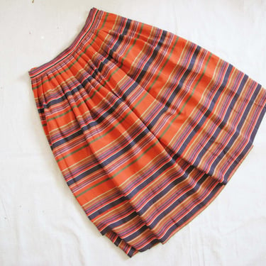 Vintage 80s Pleated Southwest Stripe Skirt 28 - 1980s Liz Claiborne Orange Black Purple Colorful High Waist Midi Skirt 