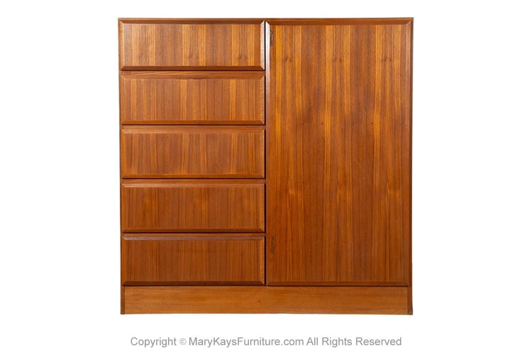 Danish Teak Mid-Century Tall Dresser Wardrobe 