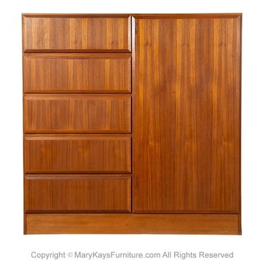 Danish Teak Mid-Century Tall Dresser Wardrobe 