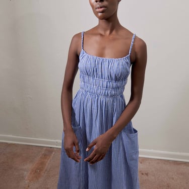 MATCHA DRESS | indigo gingham | organic