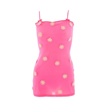 Dolce & Gabbana Hot Pink Sheer Daisy Mini Dress