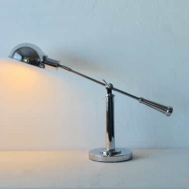 Sergio Asti Style Boom Arm Desk Lamp in Polished Chrome 