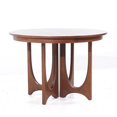Broyhill Brasilia Mid Century Walnut Pedestal Dining Table - mcm 