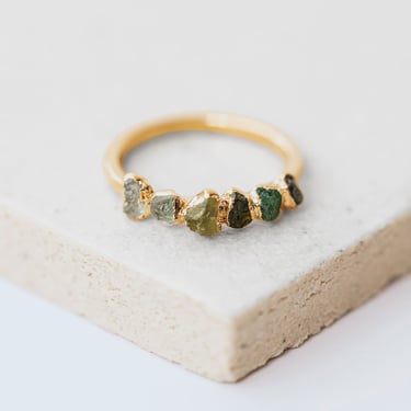 may birthstone jewelry, natural emerald ring, rainbow stone ring, multi stone ring, wanderlust jewelry, anniversary gift for her 