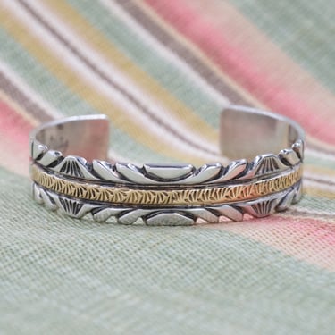 Native American Sterling & 14 Karat Cuff