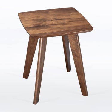 Side Table, Midcentury Style, Handmade in Solid Walnut Wood 