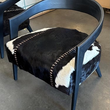 Black Hide Leather Lounge Chair  by Terra Nova Furniture Los Angeles 