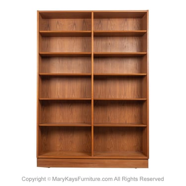 Danish Modern Teak Tall Double Bookcase Poul Hundevad 