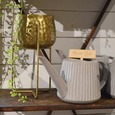 Fluted Ivory Watering Can/Pitcher/Vase