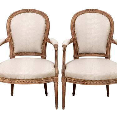 Pair of French Open Armchairs