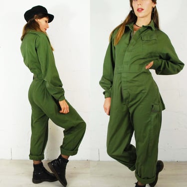 Unisex Vintage British Army Workwear Coveralls / Overalls / Jumpsuit / Boilersuit Green 