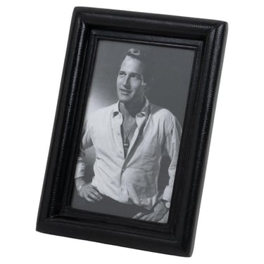 French 1970s Black Leather Picture Frame