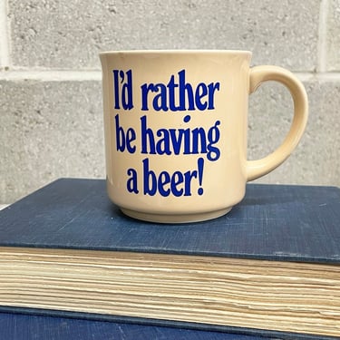 Vintage Mug Retro 1980s I'd Rather Be Having a Beer! + Recycled Paper Greetings + Coffee Cup + Drinkware + Novelty Mug + Kitchen Decor 