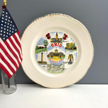 Ohio decorative state souvenir plate - 1950s vintage 