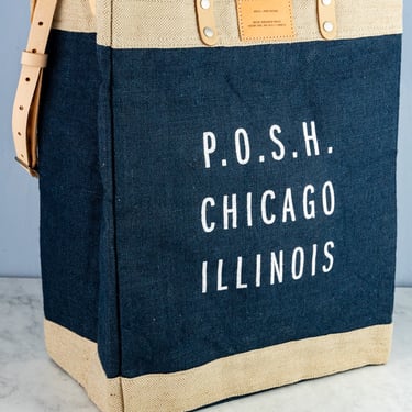 Apolis Navy Blue P.O.S.H. Market Bag with Shoulder Strap