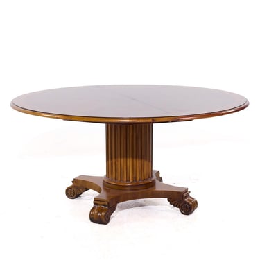 Henredon Natchez Flame Mahogany Expanding Pedestal Round Dining Table with 1 Leaf 