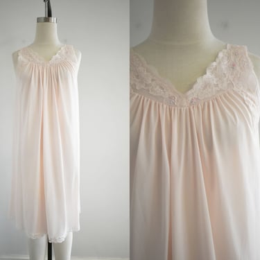 1970s/80s Shadowline Pale Pink Night Gown 