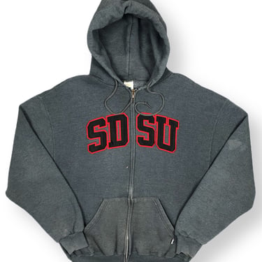 Vintage 90s San Diego State University Aztecs Russell Athletic Full Zip Embroidered Collegiate Hoodie Sweatshirt Jacket Size Medium/Large 