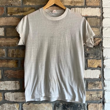 Vintage BVD 50/50 White T-shirt, Stained, Worn In 