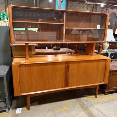 Danish Modern Teak Credenza with Floating Display Hutch by Bernhardt Pedersen and Son