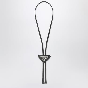 Prada Black Saffiano Bolo Tie With Logo Men