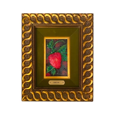 Kay Ameche (1904-2005) Framed Impasto Painting of Strawberry 