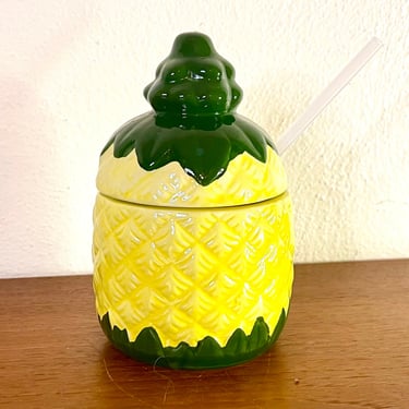 Vintage Orchids of Hawaii Ceramic Pineapple Tiki Mug With Lid 