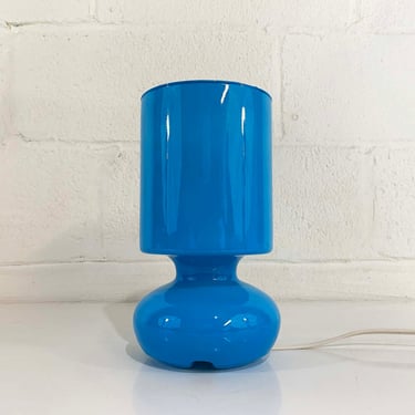 Vintage Blue Ikea Lykta Glass Mushroom Side Table Lamp Light Lighting 1990s 