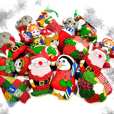 VINTAGE: 1970's - 15pc - Handmade Christmas Ornaments - Stuffed Pillows Ornaments - SKU Tub 602-00007137 