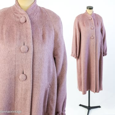 1940s Pink Wool Coat | 40s Dusty Pink Wool Coat | 100% Wool Mohair Coat | Juilliard | Large 