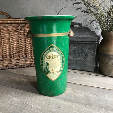 French Ice Bucket, Vase, Crépy, White Wine, Champagne, Papier Mâché, Gold Metal Handles 