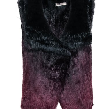 La Fiorentina - Black &amp; Red Ombre Rabbit Fur Vest One Size