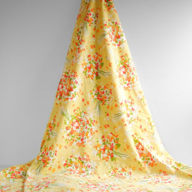 Vintage Yellow Floral Duvet Cover for Full Size Bed, Flower Power Cotton Bedding 