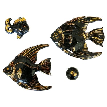 Ceramic Aquatic Angelfish Wall Art Set 